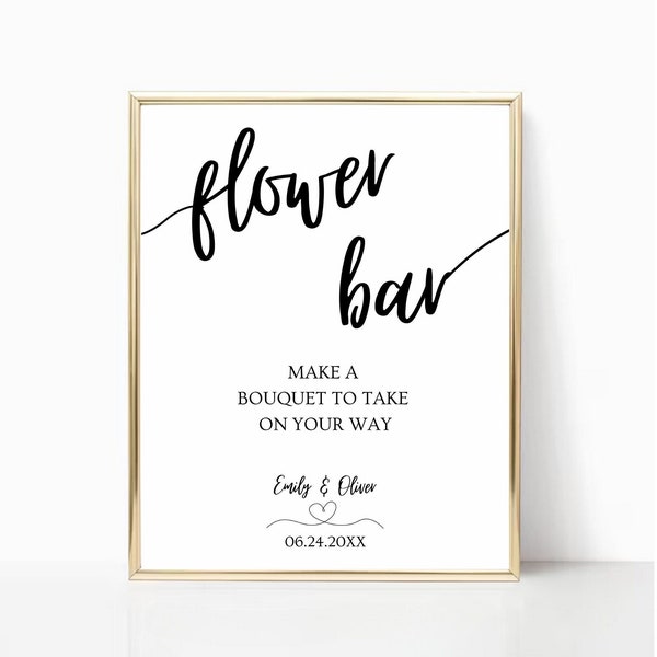 Bloom Bar Sign, Flower Bar Sign, Build Your Bouquet, Wedding Sign, Wedding Favor, Bridal Shower Sign, Minimalist Modern, Baby Shower Sign,