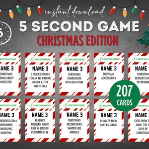 5 Second Game Christmas Edition, Christmas Party Games, Christmas Games, Printable Christmas Games, Christmas Trivia, Christmas Printable