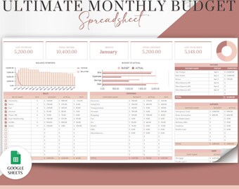 ULTIMATE Monthly Budget Spreadsheet, Google Sheets Budget, Budget Planner, Debt Snowball, Budget Spreadsheet, Debt Tracker, Paycheck Budget,