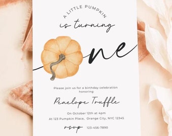Pumpkin 1st Birthday, Little Pumpkin, Pumpkin invitation, Pumpkin Baby Invitation, Our Little Pumpkin, Fall First Birthday, Fall Birthday