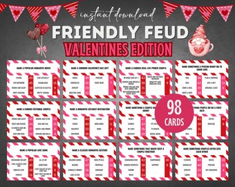 Friendly Feud Valentines Party Game, Valentines Trivia, Galentines Party, Valentines Printable, Valentines Party, Valentines Games