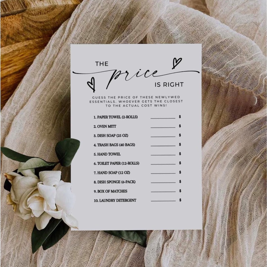 The Price is Right Bridal Shower Game, Bridal Shower Printable, Bridal ...