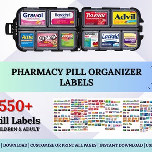 Pill Box, Pill Organizer, Pill Case Labels, Pharmacy Pill Organizer Labels, Pill Labels, Pharmacy Labels, Pill Stickers, Travel Pill Case