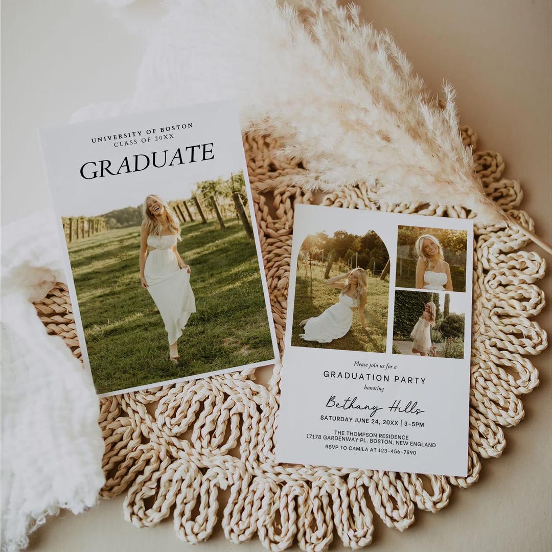 Modern Graduation Modern Graduation Card, Graduation Decorations, Grad Party Invite ...