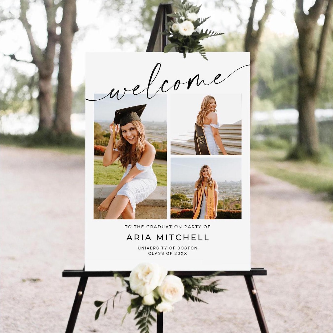 Graduation Photo Both Sign Graduation Photo Collage Sign, Graduation Yard Sign, Grad Party Decor ...