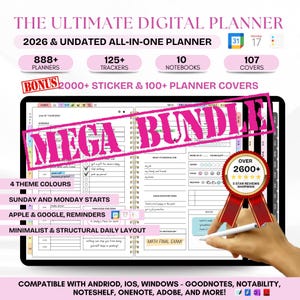 ULTIMATE 2026 Digital Planner, 2026 and Undated Digital Planner Bundle, GoodNote Planner, 2026 Daily Weekly Planner, iPad Notability Planner