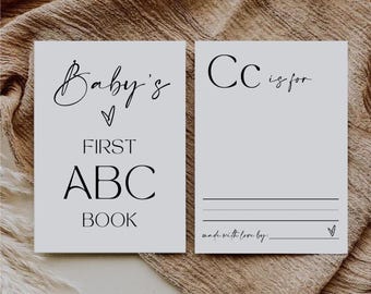 ABC Baby Shower Coloring Book, Baby Shower Alphabet Game, Alphabet Coloring Sheet Page, Baby First ABC Book, Baby Shower Guestbook Games