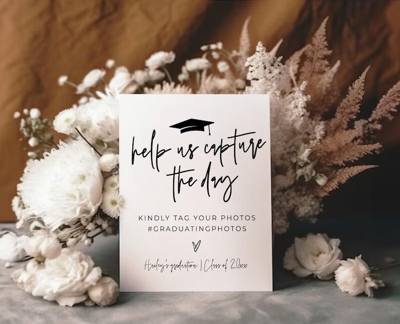 Help Us Capture the Day Graduation Sign, Editable Instax Photo Grad ...