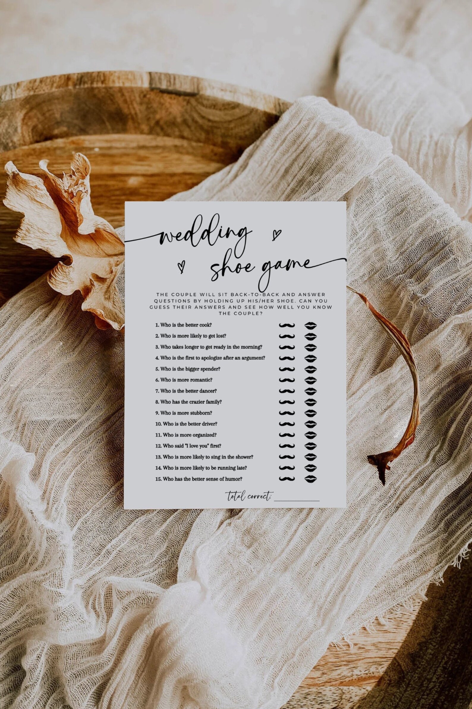 Wedding Shoe Game, Couples Trivia Game, Wedding Trivia Game, Bridal ...