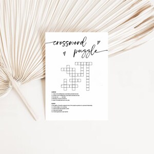 Bridal Shower Trivia, Crossword Puzzle, Bridal Shower Puzzle, Wedding ...