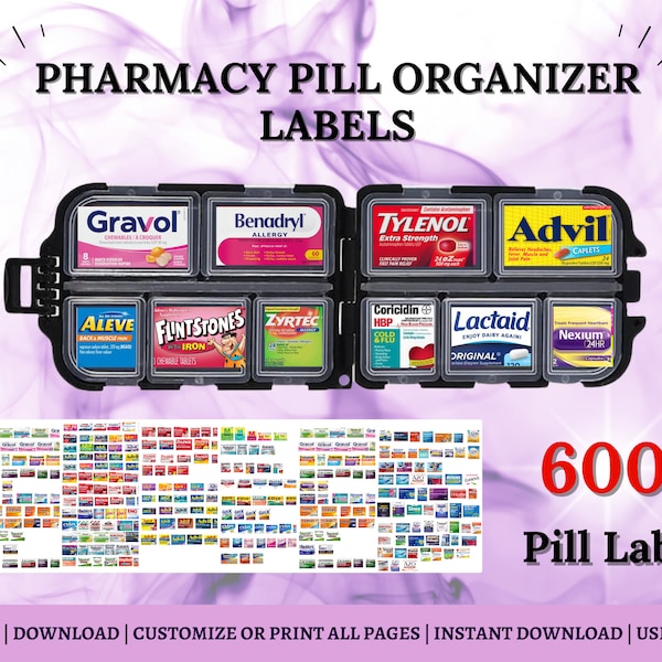 Pocket Pharmacy Labels, Pill Case, Pill Box Labels, Pill Organizer Labels, Pill Container, Pill Organizer, Medicine Labels, Travel Pill Case
