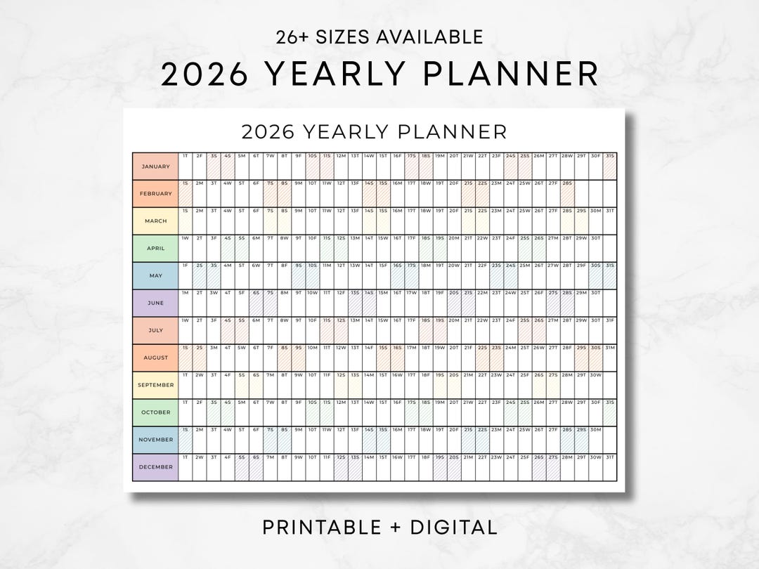2026 Jahresplaner, 2026 Jahresplaner druckbar, Jahresplanungskalender