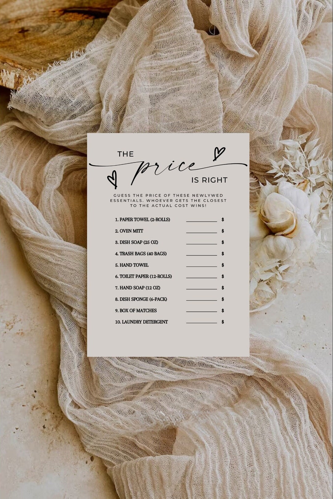 The Price is Right Bridal Shower Game, Bridal Shower Printable, Bridal ...