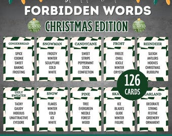 Forbidden Words Christmas Party Game, Dont Say Christmas Word Game, Christmas Don't Say Trivia, Christmas Game, Printable Christmas Activity