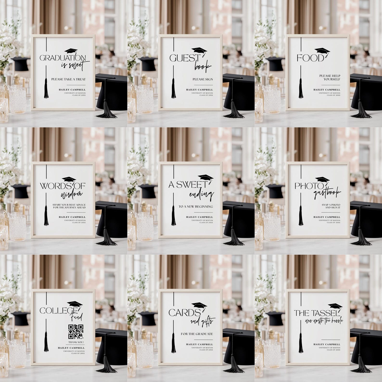 Modern Graduation Sign Bundle, Grad Party Signs, Graduation Cards and ...