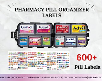 Apotheke Pill Organizer Labels, Pill Box, Pill Organizer, Pille Fall Etiketten, Pille Etiketten, Apotheke Etiketten, Pille Aufkleber, Reisepille Fall