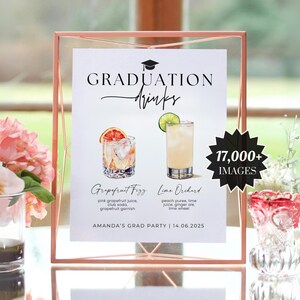 Modern Grad Signature Drink Sign, Graduation Signature Cocktail Sign ...