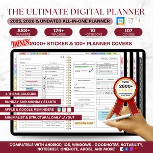 Planner digitale premium 2025 2026, Planner digitale definitivo senza data, Planner 2025, Planner giornaliero Goodnotes, Planner orario, Planner settimanale