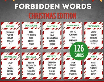 Christmas Dont Say Forbidden Words, Christmas Games, Christmas Party Games, Printable Christmas Games, Christmas Trivia, Christmas Printable