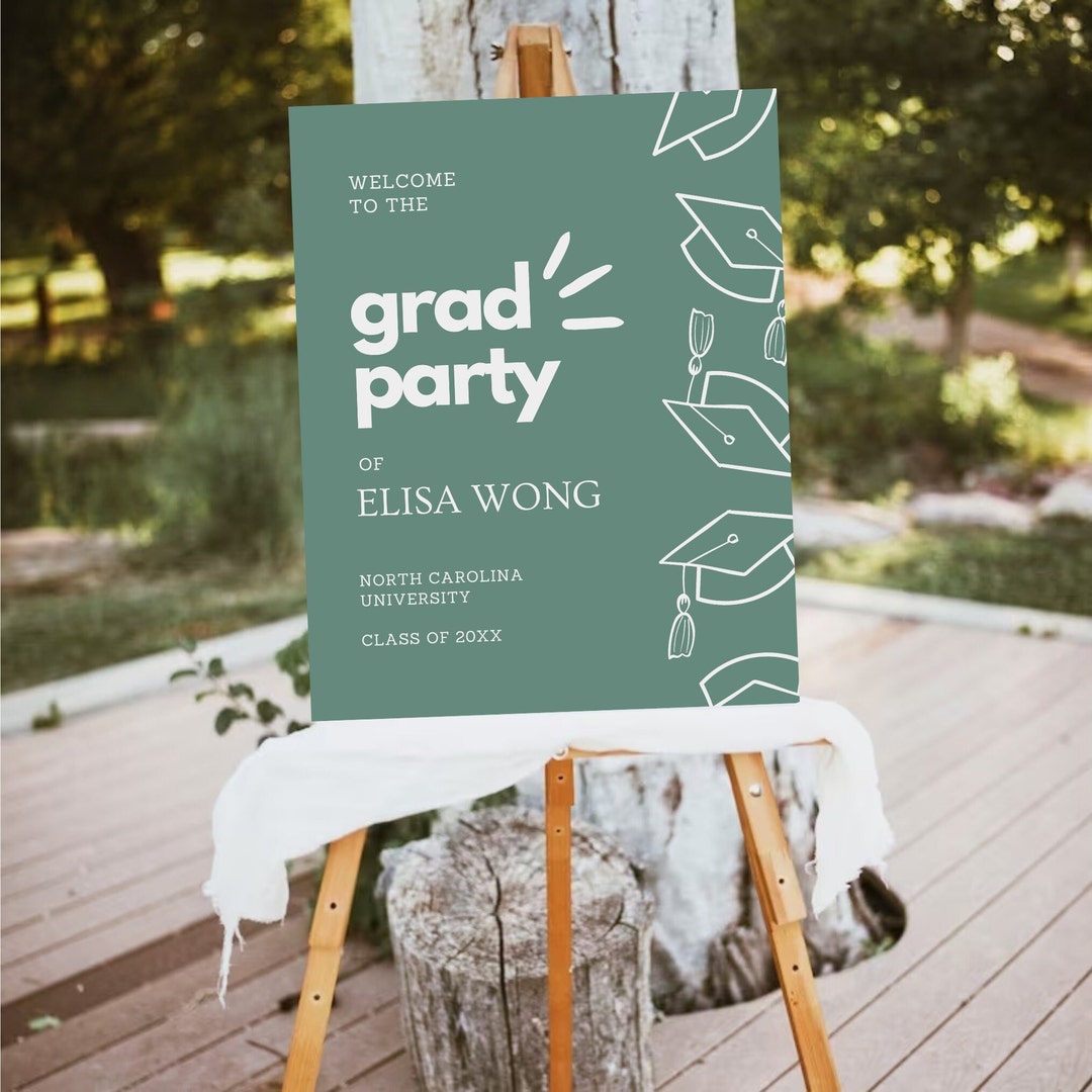 Grad Sign Vertical Green Grad Sign, Graduation Decorations 2025, Grad Party Decor, Grad ...