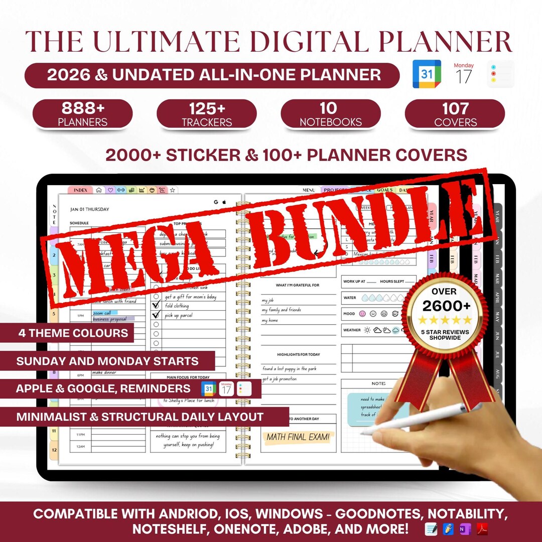 2026 Premium Goodnotes Planner, 2026 Undated Digital Planner, 2026 ...