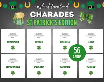 St Patricks Day Games, Charades Game, Saint Patricks Day, St Patricks Game, St Patricks Games, St Patricks Activity, St Patricks Printable