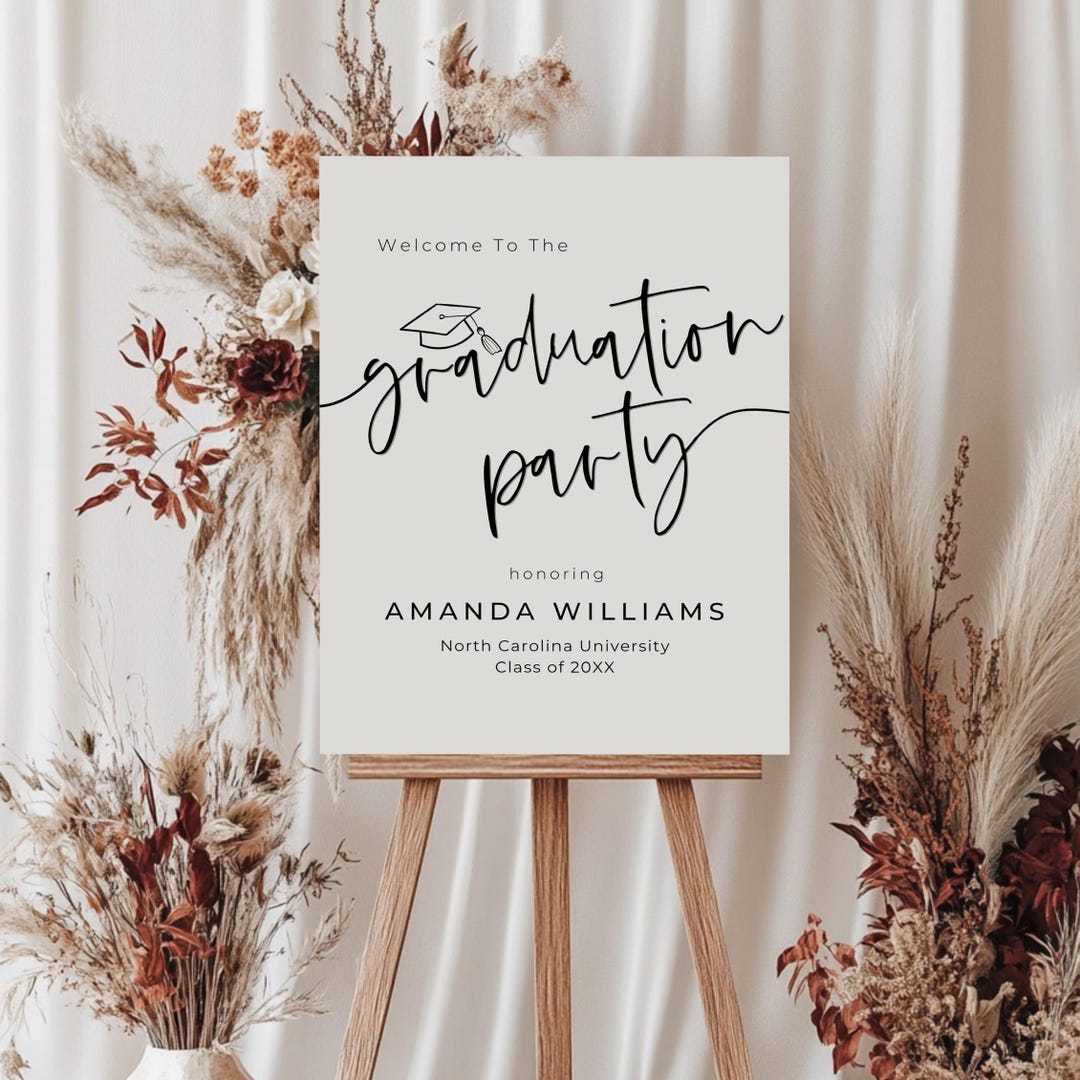Modern Graduation Welcome Sign, Minimal Grad Party Sign, Graduation ...