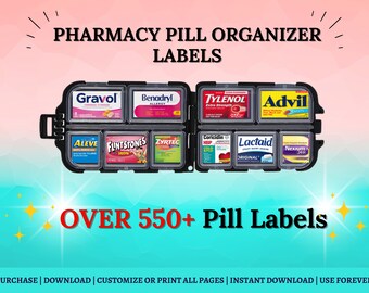 Pocket Pharmacy, Pill Box, Medicine Labels, Pharmacy Labels, Pill Case, Pill Box Labels, Pill Organizer, Pill Container, Travel Pill Case