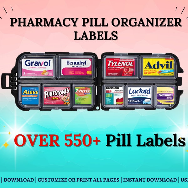 Pocket Pharmacy, Pill Box, Medicine Labels, Pharmacy Labels, Pill Case, Pill Box Labels, Pill Organizer, Pill Container, Travel Pill Case