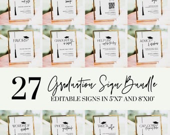 Modern Graduation Sign Bundle, Grad Party Signs, Graduation Cards and Gifts Favors Food Drink Advice Words of Wisdom Quote College Fund Sign