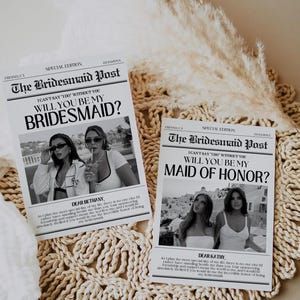 Brautjungfer Vorschlag Karte, Zeitung Brautjungfer Vorschlag, Trauzeugin Vorschlag Karte, Brautjungfer Info Karte, Willst du meine Brautjungfer sein Karte Bild 5