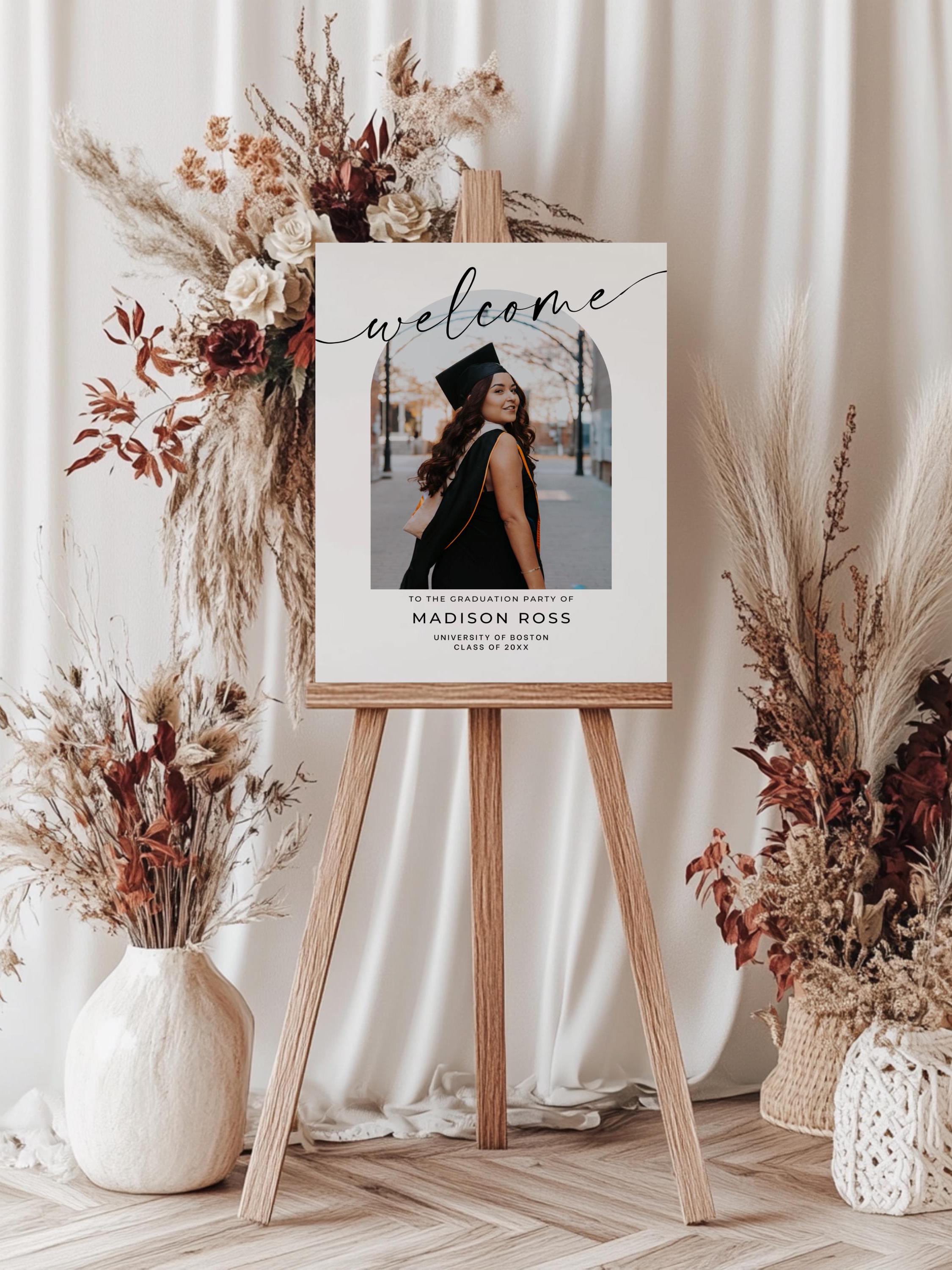 Grad Signs Inside Arch Graduation Welcome Sign, Graduation Yard Sign, Grad Party Decor ...