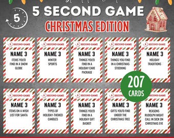 Christmas Party Games, 5 Second Game, Printable Christmas Game, Christmas Trivia, Christmas Game, Christmas Adult Games, Christmas Printable