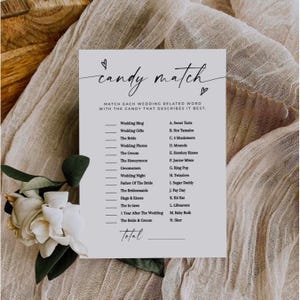 CANDY MATCH Bridal Shower Game, Bridal Shower Party Trivia, Wedding Trivia Game, Bridal Printable, Bridal Shower Bingo, Bridal Shower Bundle