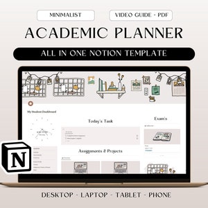 All-In-One Student Notion Planner, Notion Template, Academic Notion, College Notion, Notion Aesthetic, Notion Dashboard, Digital Planner