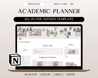 All-In-One Student Notion Planner, Notion Template, Academic Notion, College Notion, Notion Aesthetic, Notion Dashboard, Digital Planner
