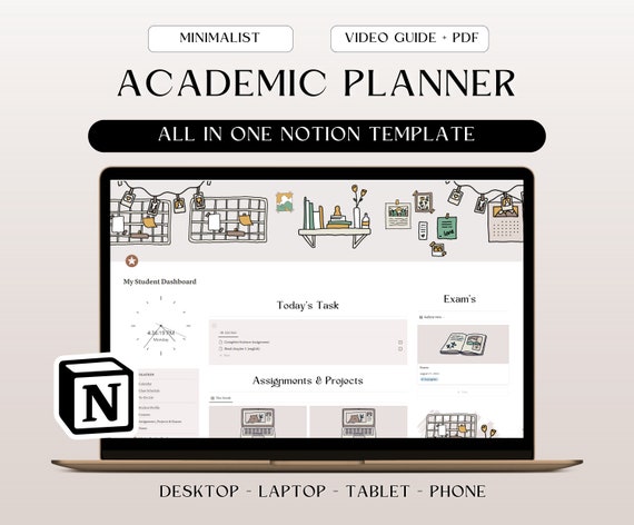 All-In-One Student Notion Planner, Notion Template, Academic Notion, College Notion, Notion Aesthetic, Notion Dashboard, Digital Planner