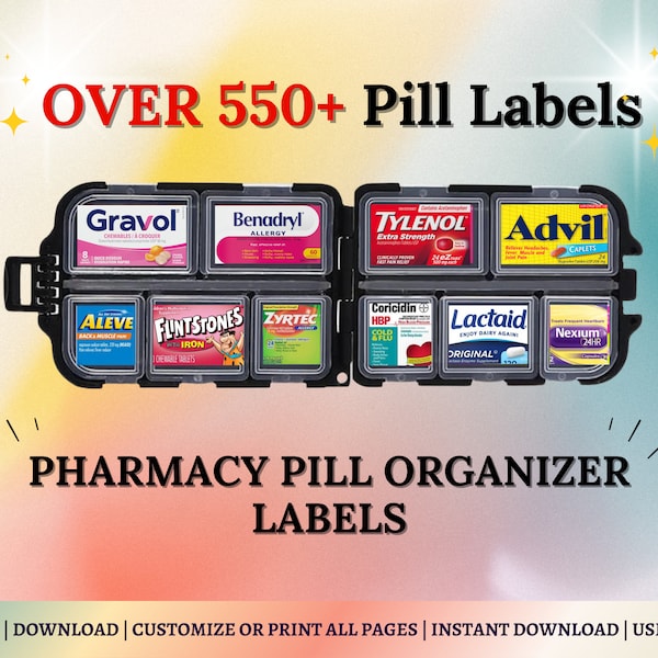Pharmacy Labels, Pocket Pharmacy, Pill Box Labels, Pill Case, Pill Organizer, Pill Container, Medicine Labels, Travel Pill Case, Pill Box