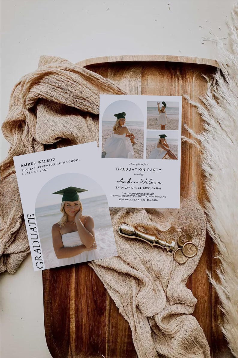 Graduation Amber Graduation Party Invite, Graduation Invitation 2026, High School Grad ...