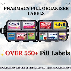 Pocket Pharmacy, Pill Case, Pill Box Labels, Pharmacy Labels, Pill Organizer, Pill Container, Medicine Labels, Travel Pill Case, Pill Box