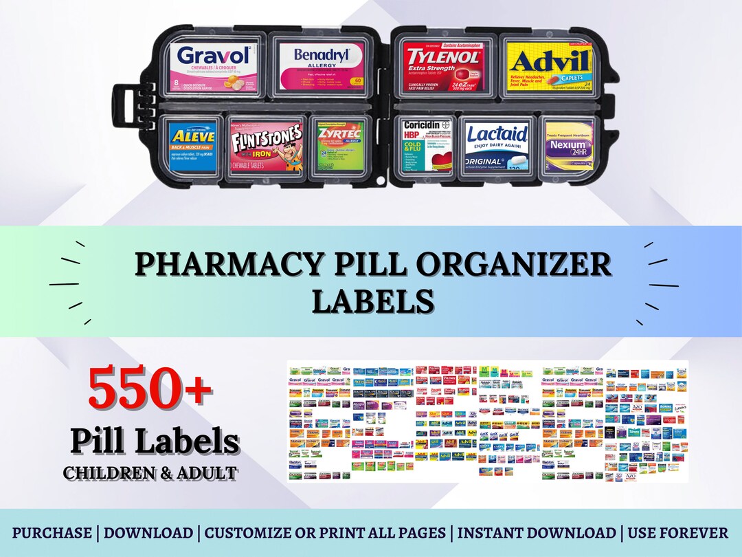Pill Box Pill Organizer Pill Case Labels Pharmacy Pill Etsy