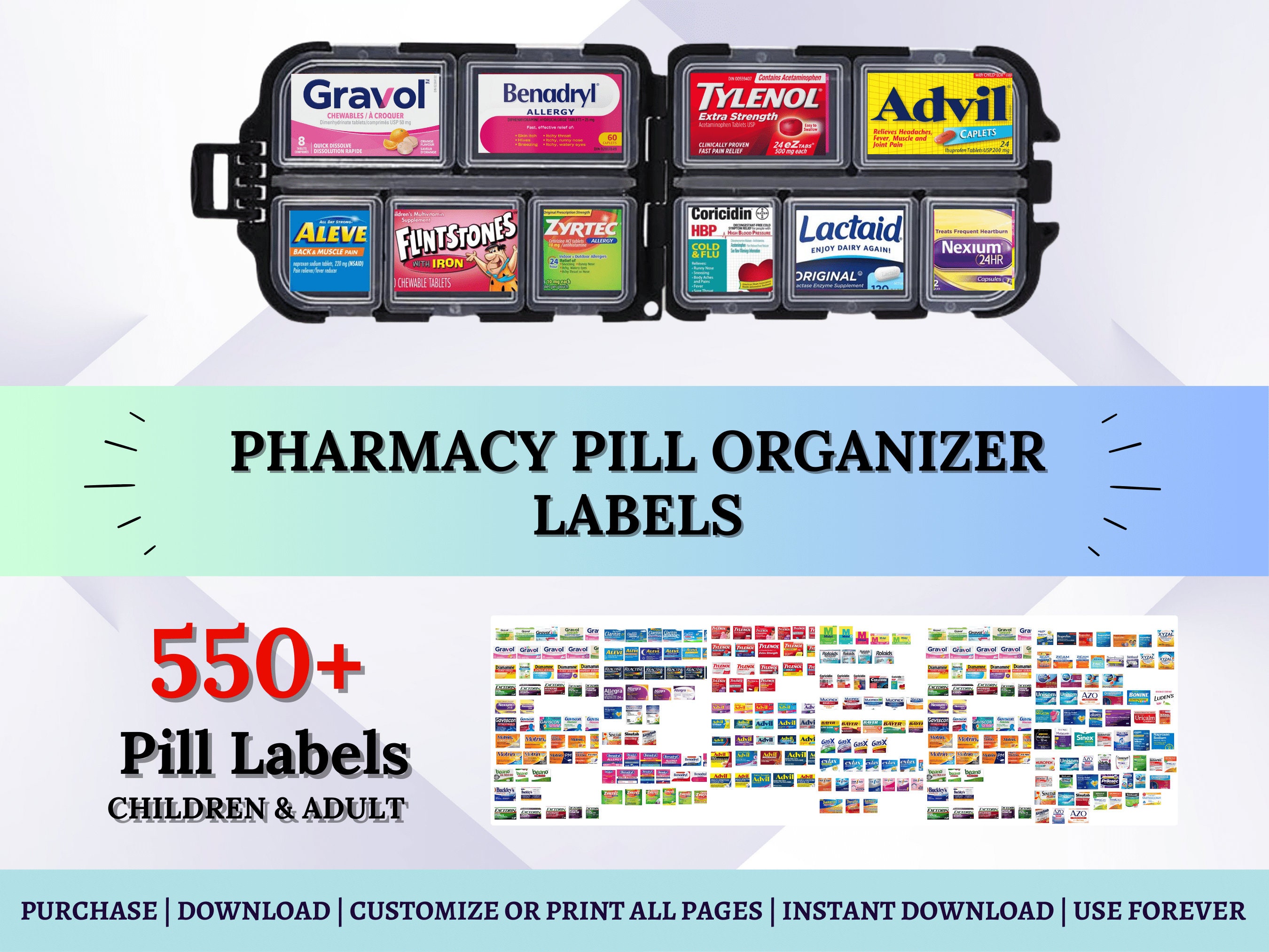 Pill Box Pill Organizer Pill Case Labels Pharmacy Pill Etsy