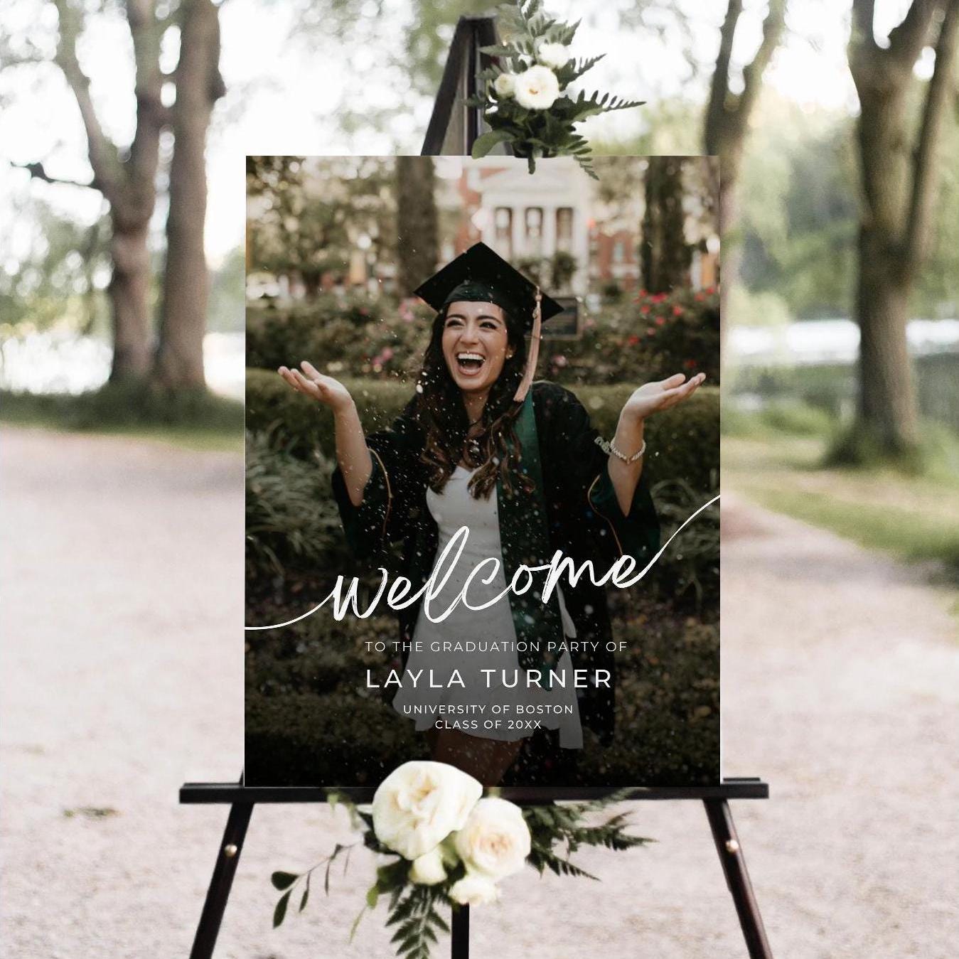 Gradwaiting Sign Modern Grad Sign, Graduation Sign, Grad Party Decorations, Graduation ...
