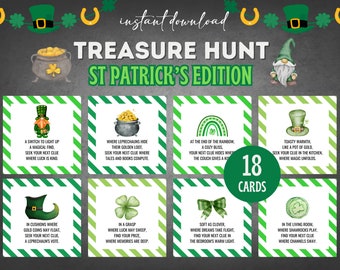 St Patricks Treasure Hunt, St Patricks Indoor Games, St Patricks Printable Games, Scavenger Hunt, St Patricks Party, St Patricks Trivia