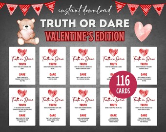 Truth Or Dare Galentines Party Game, Valentine Day Games, Valentines Party, Galentines Day, Galentines Games, Valentine Trivia Printable