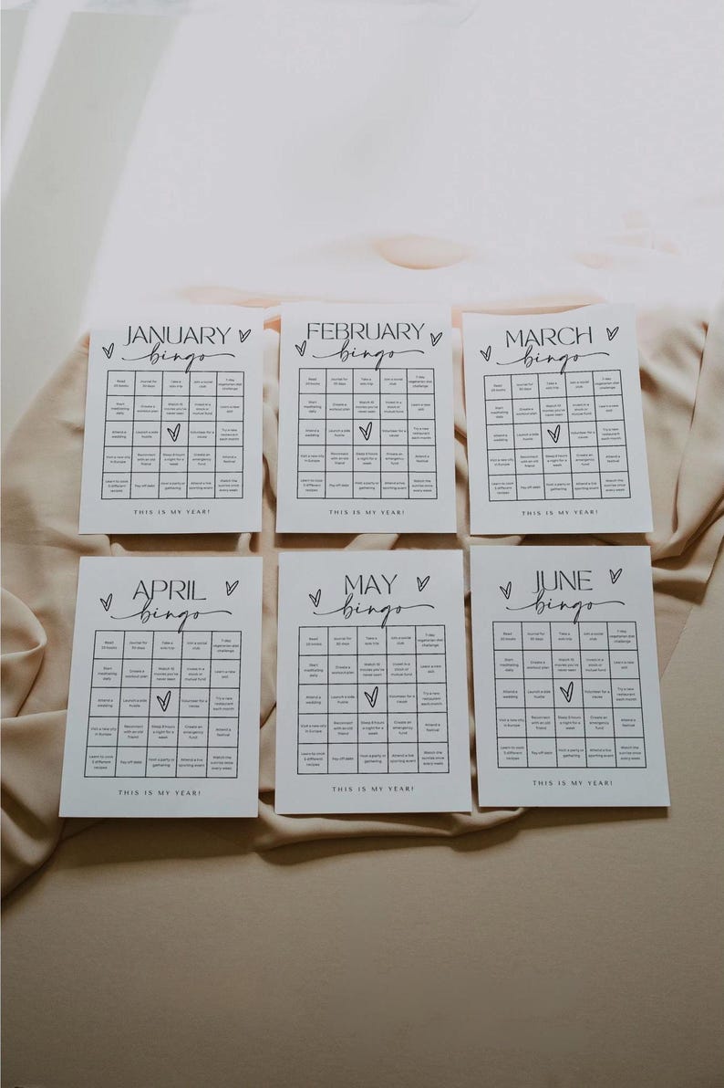 2026 Bingo 12 Months Printable Card, 2026 Vision Board Bingo Card ...