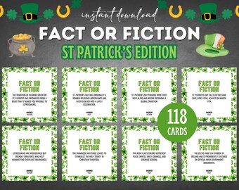 St Patricks Trivia, St Patricks Activity, St Paddys Day Trivia, St Patricks Printable, Fact Or Fiction St Patricks Edition, St Paddys Game