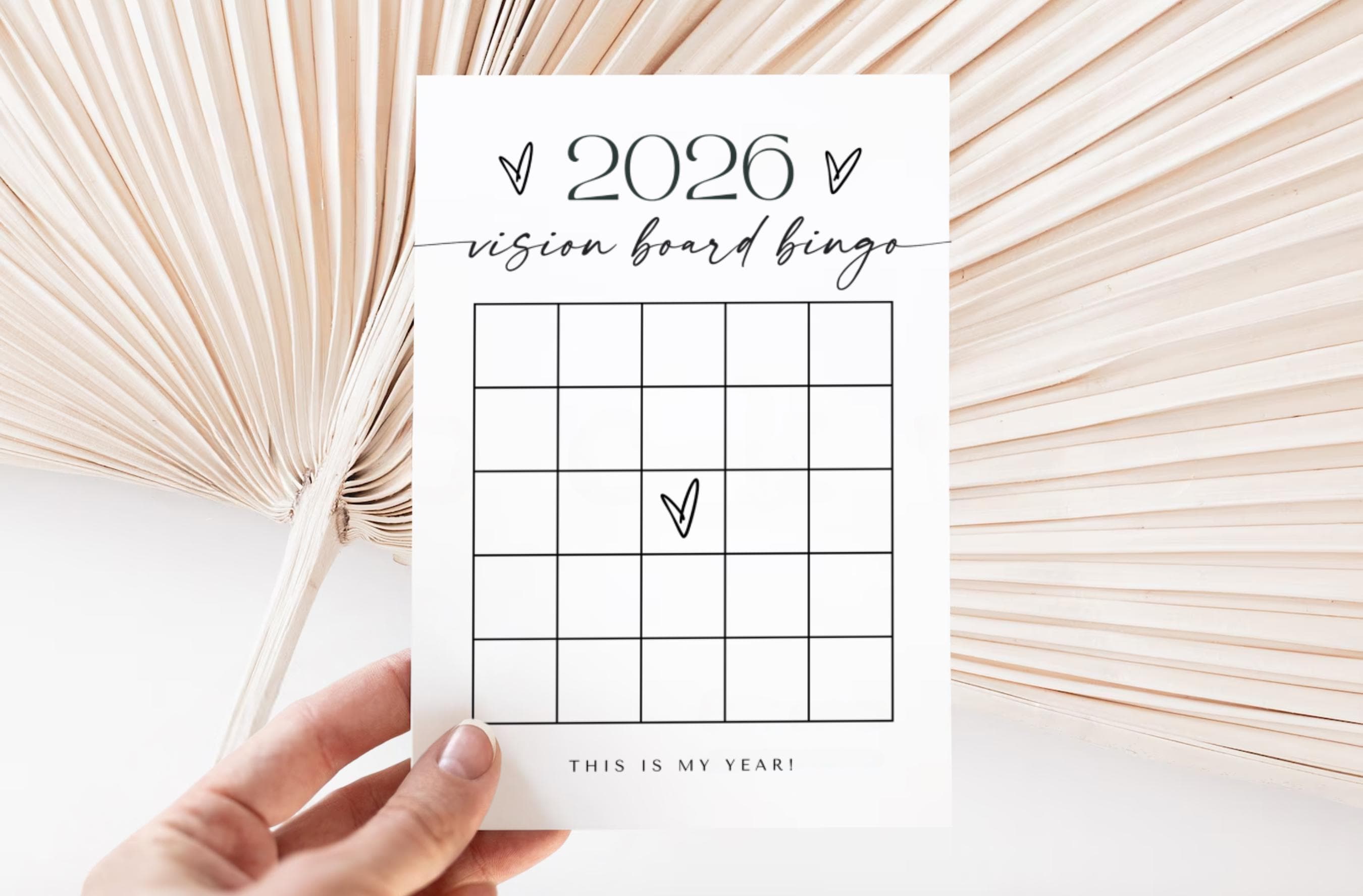 2026 vision board bingo card, new year bingo, 2026 bingo printable