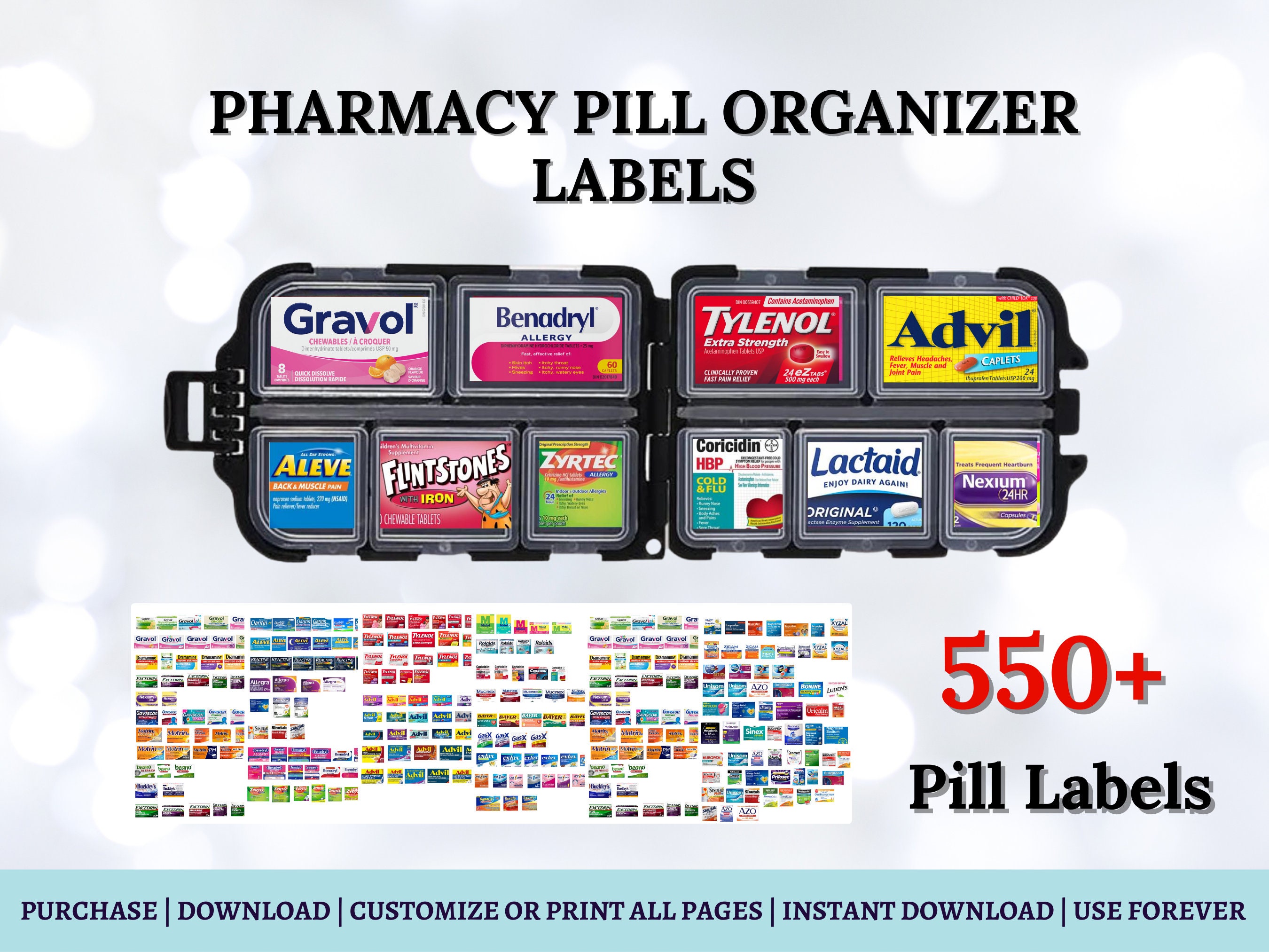 Pharmacy Pill Organizer Labels Pill Box Pill Organizer Pill Labels