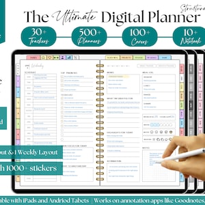 Premium 2024 Digital Planner, Goodnotes Planner, Daily Planner, Hourly Planner, Weekly Planner, Monthly Planner, Notability Planner